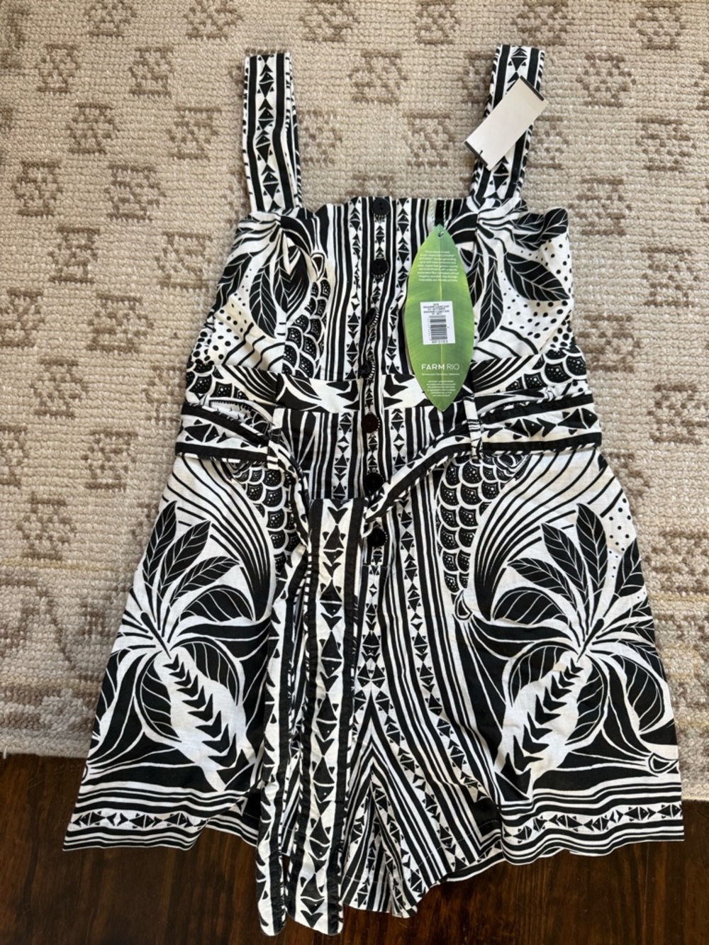 FARM Rio Black & White Printed Romper